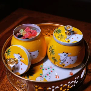 180ML - Pichwai Enamel Jar-  TRADITIONAL RETURN GIFTS - ASSORTED DESINGS