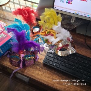 EYE MASKS WITH FEATHERS - 6 PC PER PACK