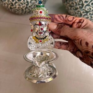 Devi Diya Deepam Special - Imitation Silver Lakshmi Diya kamakshi deepam - POOJA ESSENTIALS VARALAKSHMI VARALAXMI OR ANY POOJA VRATAM