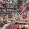 MDF WOOD COW PICHWAI OPPOSITE FACING 2PC PACK (4 INCH) MDF COW 2P 4I   -- MDF KGF WOOD PROPS