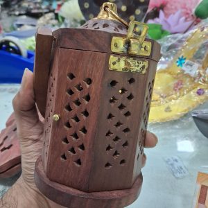 DHOOP SAMBRANI WOOD ROUND HANDLE LOBAN JAR HA 91