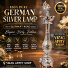 18 inch — lamp diya stand with elephant head legs -- LA PE ELE 0699 3800   100% 100PERCENT PURE GERMAN SILVER  —