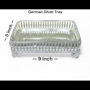 (GSI TR RE 5I 9I 2280) ORIGINAL GSI TRAY RECTANGLE GERMAN SILVER PLATED PLATE DECORATION -  TRADITIONAL RETURN GIFTS