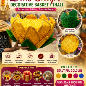 YELLOW LOTUS -  9 INCH *  14 INCH - VARALAKSHMI VRATAM LAXMI DEVI PROPS