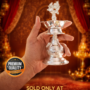 11 INCH  -- LA PEA 0287 3800 100% 100PERCENT PURE GERMAN SILVER DIYA STAND LAMP DEEPAM KUNDULU KUNDI