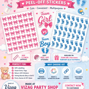 BABY SHOWER VOTING BOARDS AND STICKERS FOR GIFT PACKING, LABELLING AND VOTING