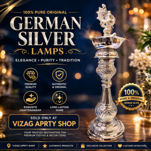 18 inch  lamp diya stand -  LA PEA 0730 3800  -- 100% 100PERCENT PURE GERMAN SILVER —