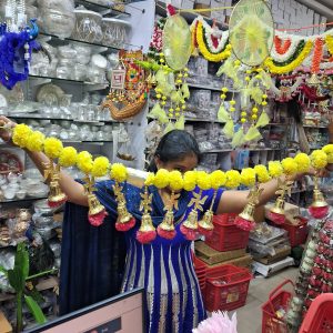 TORAN BANTI MARIGOLD WITH SWASTIK BELL 3 FEET APPROX