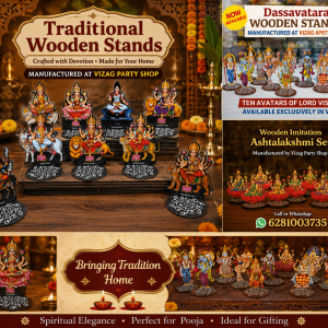 Dasavatharam, Ashtalakshmi, OR Navdurga --  KGF MDF WOOD PROPS DIYA STAND