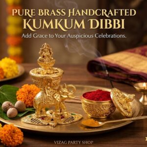 (3 INCH) ELEPHANT LAXMI BRASS HANDWORKED KUMKUM DIBBI BARINI - TRADITIONAL RETURN GIFTS