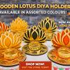 4 INCH - GOLD LOTUS DIYA STAND - WOOD MDF KGF PROPS