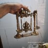 REAL PURE UNPOLISHED BRASS - JHULA UYYALA GANESH WITH RAT AND DIYA