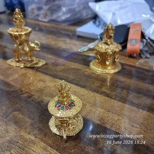 (2 INCH) LAXMI DEVI BRASS HANDWORKED KUMKUM DIBBI BARINI - TRADITIONAL RETURN GIFTS