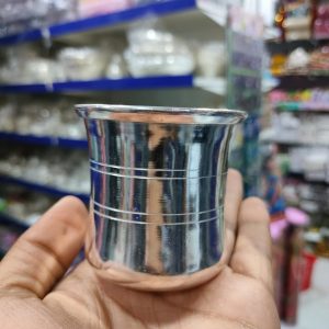 Panchapatra P LINE ALL SIZES — PURE GERMAN SILVER PLATED - 2 INCH
