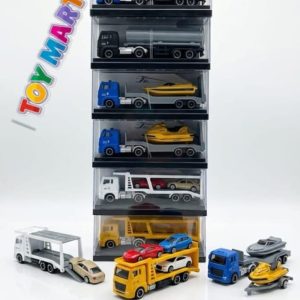 CONTAINER MAXI TRUCK CARRYING A SHIP/BOAT -GENZ / ADULT, KIDS – GAMES / TOYS Exclusive Alloy Metal Pull Back Die-cast Car Toy
