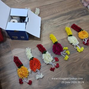 ASSORTED FLOWERLINES DROP RING GAJRA - THICK GARLAND - 12 INCH EACH — FLOWERLINES FLOWER LINE GARLANDS