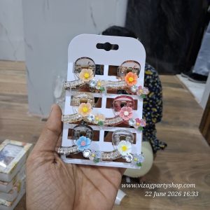 HAIR CLIP FLOWER CRYSTAL 6PCS - KOREAN HAIR ACCESSORIES ACCESSORY