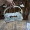 GERMAN SILVER TRAY RECTANGLE WITH FLORAL HANDLE (10 INCH * 8 INCH) — TRADITIONAL RETURN GIFTS