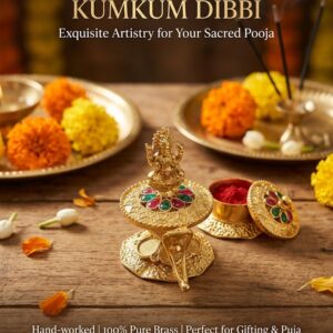 (2 INCH) LAXMI DEVI BRASS HANDWORKED KUMKUM DIBBI BARINI - TRADITIONAL RETURN GIFTS