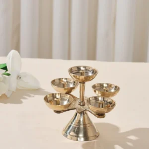 REAL PURE POLISHED BRASS - PANCHA DIYA VRATAM