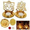 SET OF 2 PC - LAXMI GANESH SHADOW DIYA 4 INCH LAKSHMI- WOOD MDF KGF PROPS