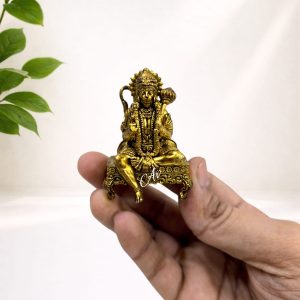 HANUMAN JI SITTING 1.5" INCH - BRASS IDOLS GOD FIGURES