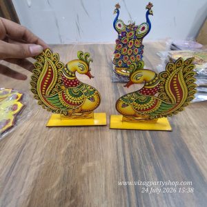 TANJORE SWAN 6 INCH 2PC SET- WOOD MDF KGF PROPS