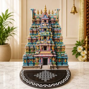 12 INCH dravidian TEMPLE WITH ROUND KOLAM BASE ARCH – wood mdf kgf props