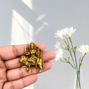 DURGA DEVI LION 1.5INCHES - BRASS IDOLS GOD FIGURES