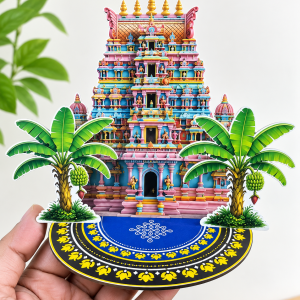 12 inch / 1 FEET - DRAVIDIAN TEMPLE WITH BANANA PLANT - WOOD MDF KGF PROPS