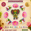 RANGOLI LOTUS, ELEPHANT AND DHANDIYA - WOOD MDF KGF RANGOLI FLOOR STICKERS PROPS