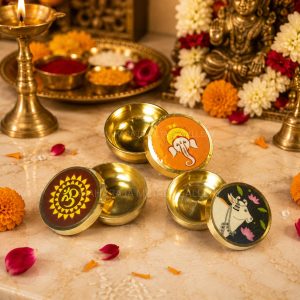12 PC PER PACK - BRASS KUMKUM BARINI DIBBI - TRADITIONAL RETURN GIFTS