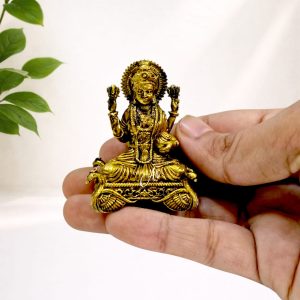 2 INCH  LAXMI LAKSHMI DEVI SWAN BAJOT – BRASS IDOLS GOD FIGURES