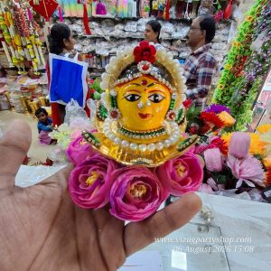 FACE GOWRAMMA WITH FLORAL ASAN - VARALAKSHMI LAXMI DEVI VRATAM FACES