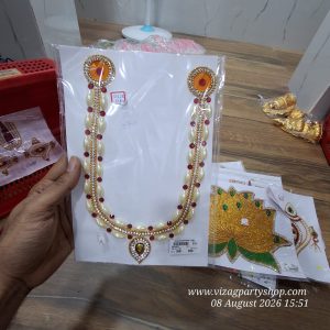 PHOTO GARLAND 10 INCH -  RANGOLI STONE / PEARLS ENGRAVED (assorted colours)