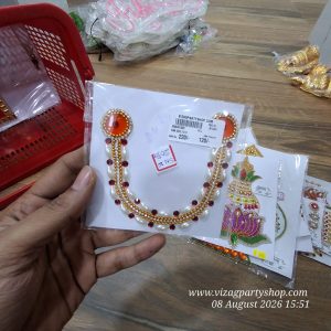 PHOTO GARLAND 3 INCH -  RANGOLI STONE / PEARLS ENGRAVED (assorted colours)
