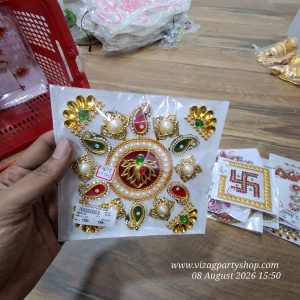 LOTUS AND MANGOES -  RANGOLI STONE / PEARLS ENGRAVED (assorted colours)