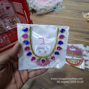 PHOTO GARLAND 4 INCH -  RANGOLI STONE / PEARLS ENGRAVED (assorted colours)