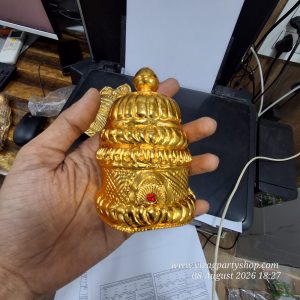 5 INCH - PANCHALOHA GOLD PLATED METAL CROWNS / KIRIT
