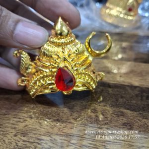 HEIGHT - 2 INCH / BASE WIDTH - 2 INCH  – METAL PANCHALOHA MINIATURE CROWN KIRITAM GOD POSHAK PROPS MUKUT