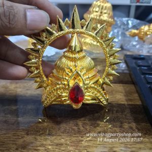 HEIGHT - 3 INCH / BASE WIDTH - 2 INCH  – METAL PANCHALOHA MINIATURE CROWN KIRITAM GOD POSHAK PROPS MUKUT