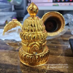 HEIGHT - 3.5 INCH / BASE WIDTH - 2 INCH  – PANCHALOHA MINIATURE CROWN KIRITAM GOD POSHAK PROPS MUKUT