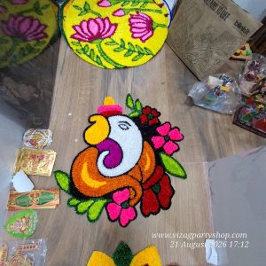 2 FEET - GANESH VINAYAKA – WATERPROOF WOOL RANGOLI MATS