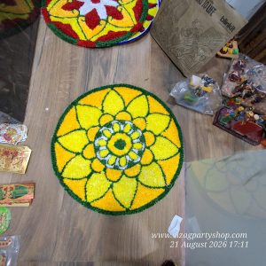 2 FEET - YELLOW FLORAL CIRCLE – WATERPROOF WOOL RANGOLI MATS