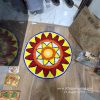 2 FEET - CIRCLE RANGOLI WITH BORDER DB– WATERPROOF WOOL RANGOLI MATS