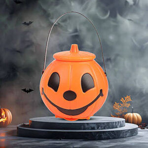 LED DISCO LIGHT INSIDE - Halloween Pumpkin Treat Bucket - 8 INCH