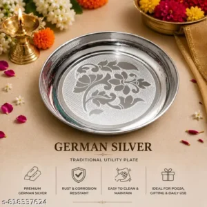 GERMAN SILVER ENGRAVED ASSORTED DESIGN PLATES - 10 INCH