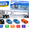 1:64 Scale Alloy Metal Remote Control Truck & Car Carrier Transport Playset with 3 Mini Cars & Accessories (Model: NO.6613)
