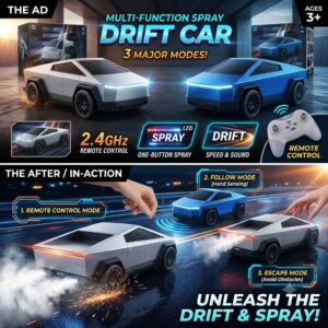 RC 2.4GHz Multi-Function Spray Drift Car – Gesture Follow, Escape Sensing & One-Button Smoke Effect