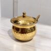 2.5 inch - GHEE POT WITH SPOON -  BRASS WITH TIN INSIDE FOR SAFE CONSUMPTION